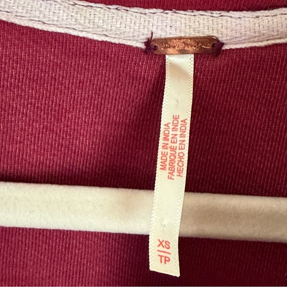 Free People Burgundy Long Sleeve Henley Sweatshirt Dress - Picture 2 of 6